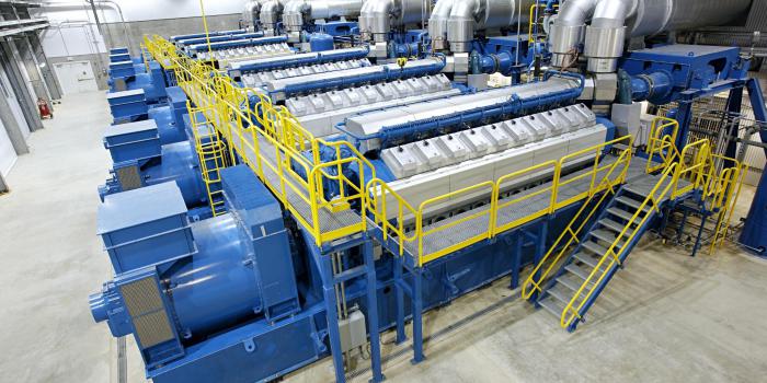 Wartsila 112 MW Smart Power Generation power plant with twelve 34SG engines running on natural gas North Dakota USA Oct 2014